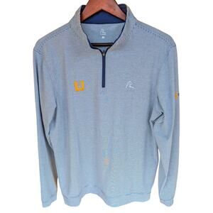 Rhoback Quarter 1/4 Zip Blue White Golf Long Sleeve Zipper Pullover Mens Medium